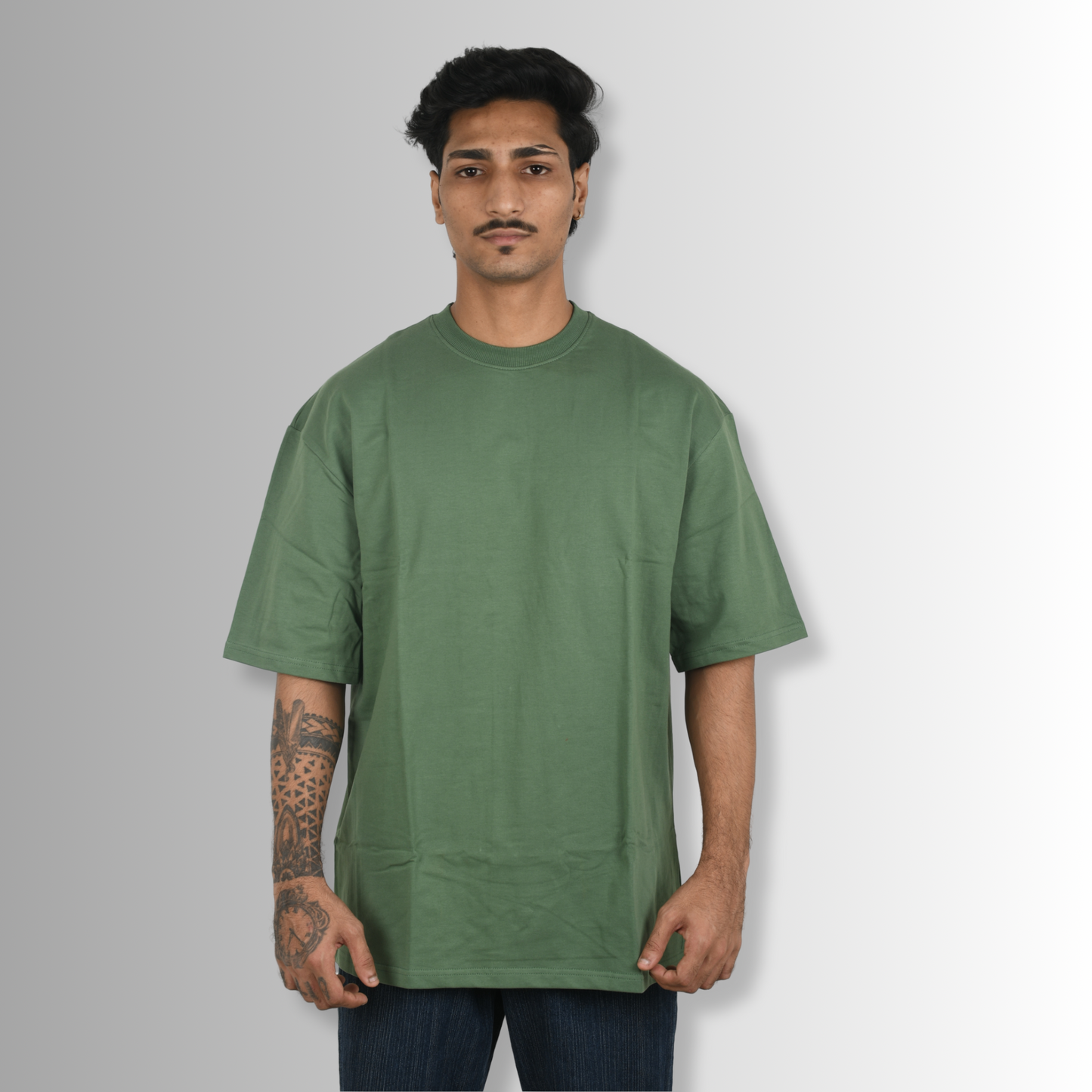 Military Green - Basic Solid Oversized Cotton Tee