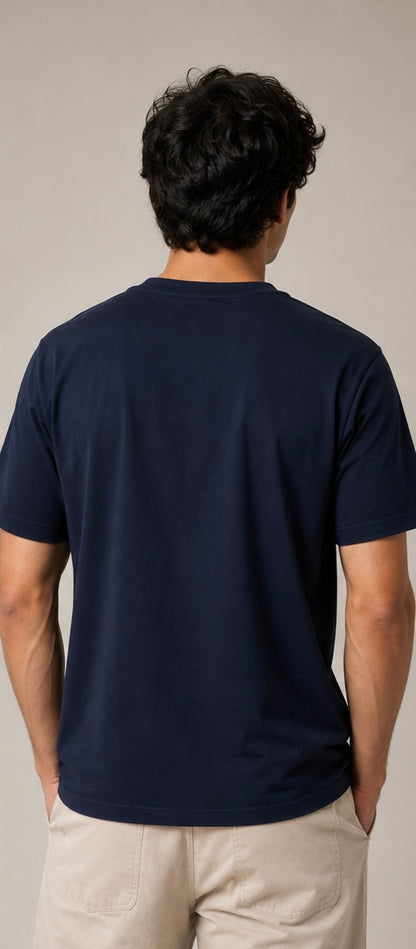 White Peacock Embroidered Cyan T-Shirt