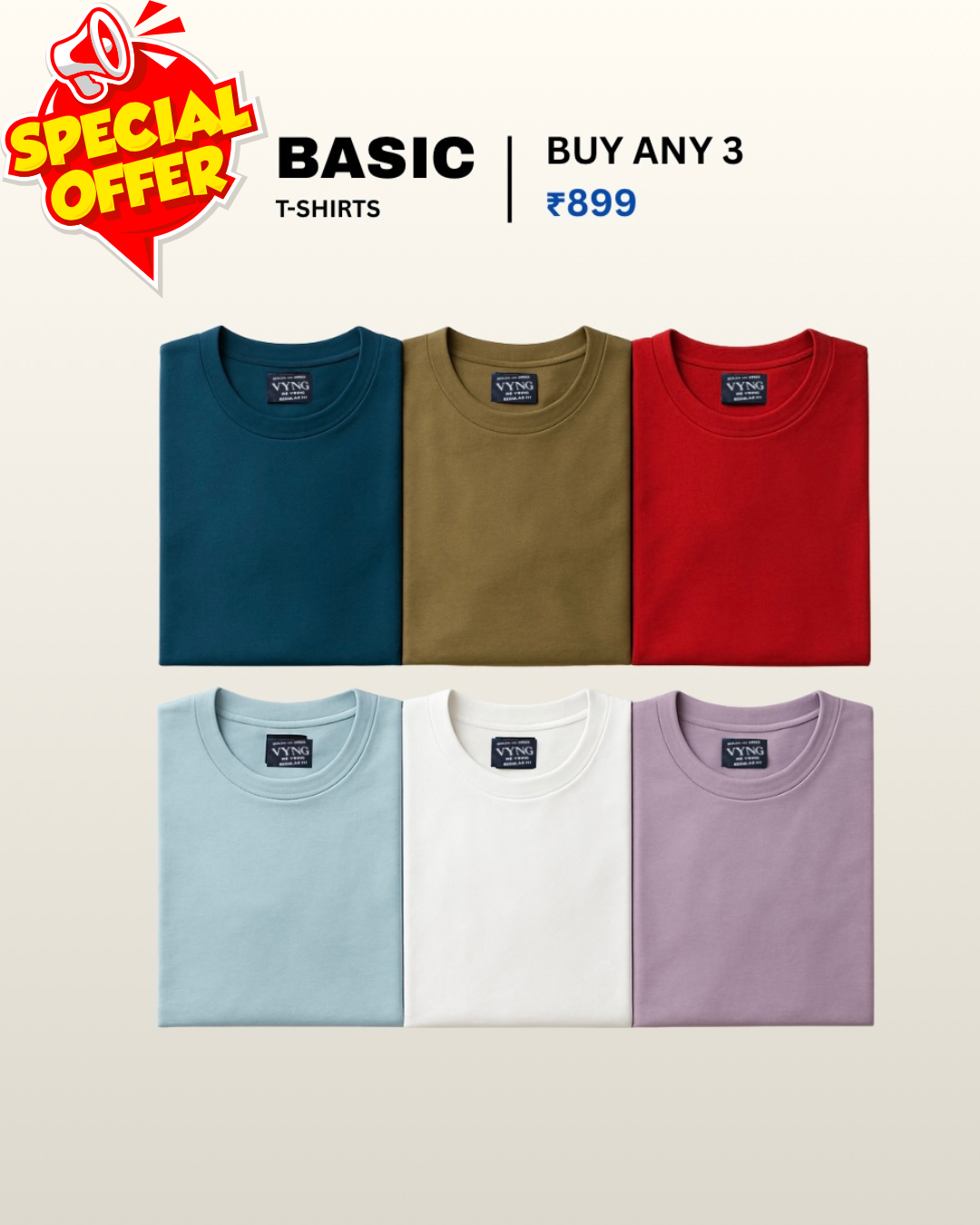 Your Everyday T-Shirts - Buy Any 3