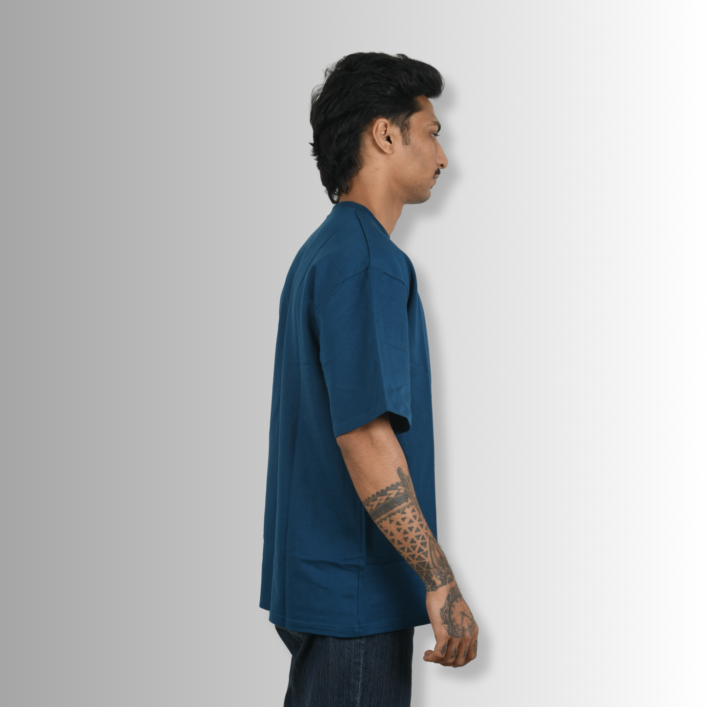 Cyan - Basic Solid Oversized Cotton Tee